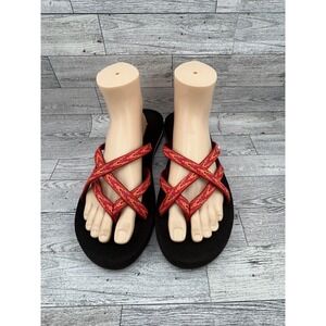 Teva Mush‎ II Flip Flops Sandals Women's Size 10 Red Woven Straps